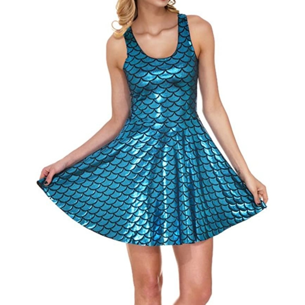Mermaid print skater dress